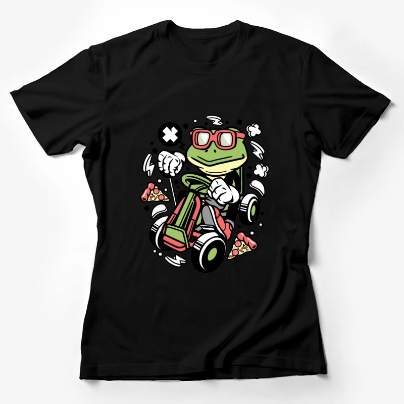 Grenouille cool en kart avec pizza Femme T-Shirt