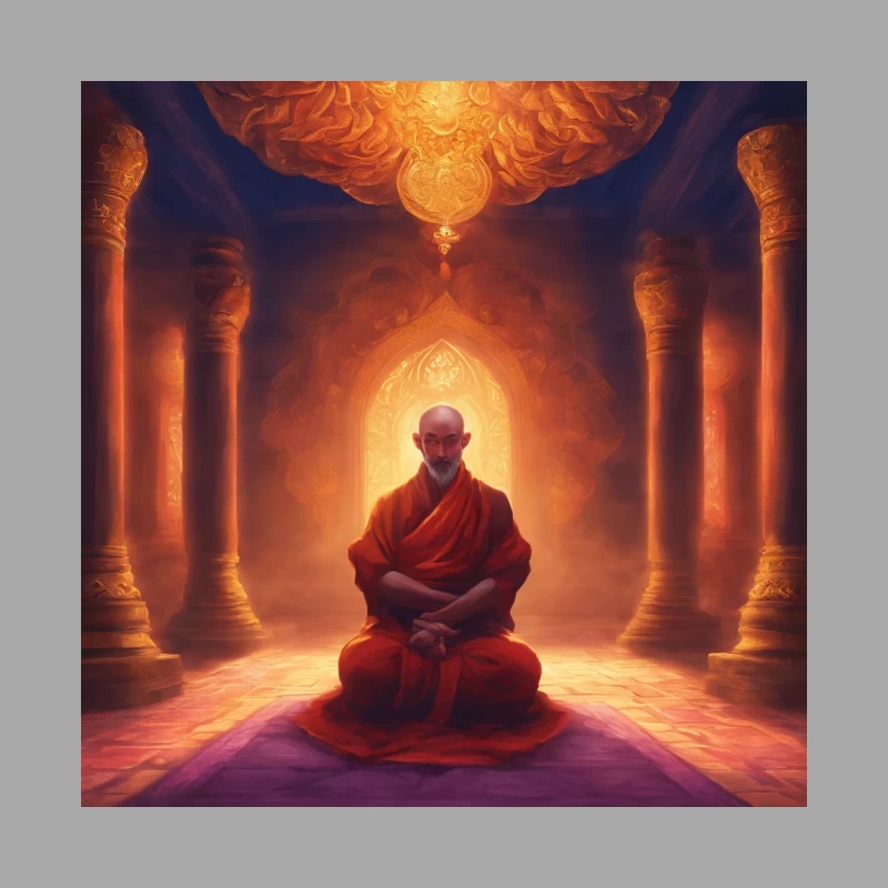 Enlightened Monk Meditating in Ancient Temple Female Pullover Hoodie