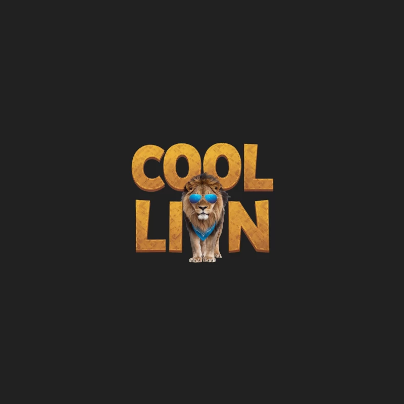 Cool Lion in Sunglasses: Stylish and Funny Animal Text Bucket Hat