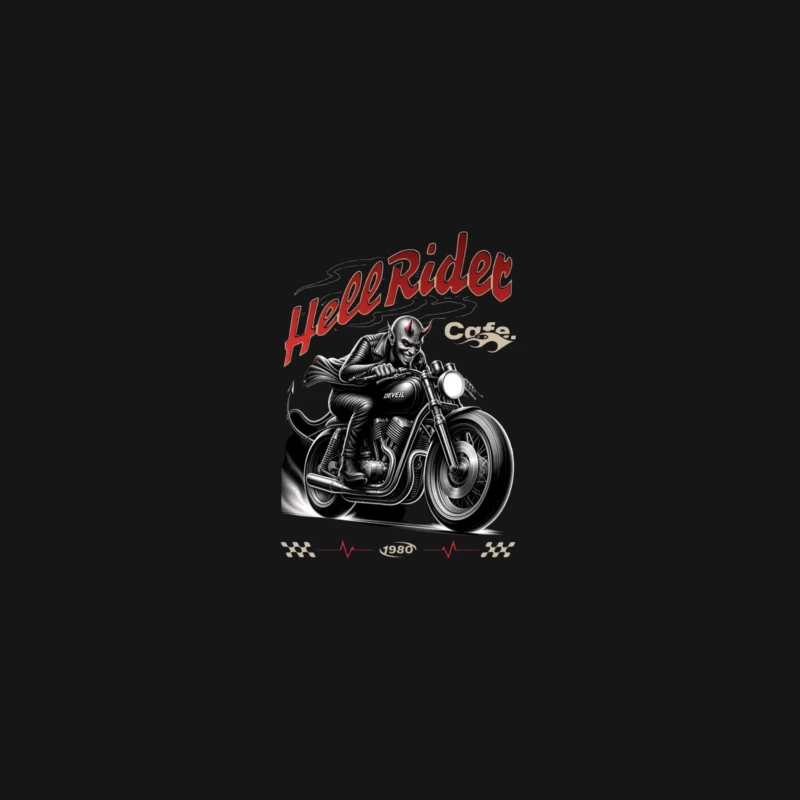 Hell Rider Vintage Cafe Racer Devil Motorcycle Art Desk Mat