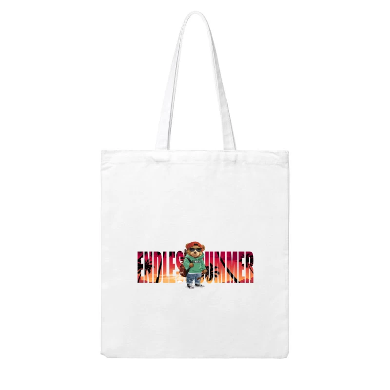 Cool Bear Enjoying Endless Summer Vibes Cotton Tote Bag