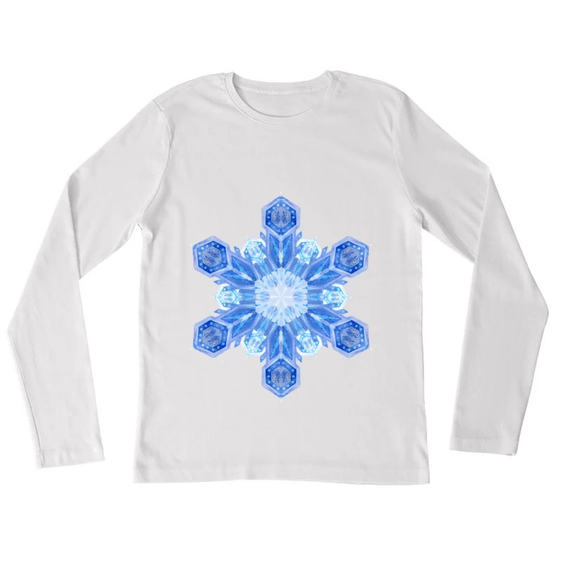 Flocon de neige géométrique bleu Femme Manches Longues T-Shirt