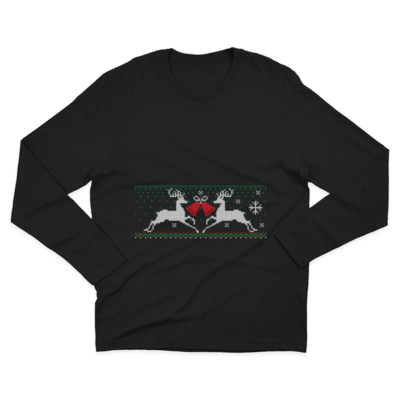 Pull de Noël avec rennes et cloches Homme Manches Longues T-Shirt