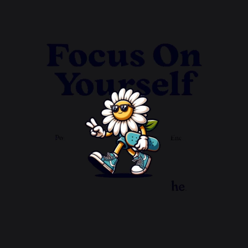 Fokussiere dich auf dich selbst mit Blumen und Skateboard Herren Pullover Hoodie