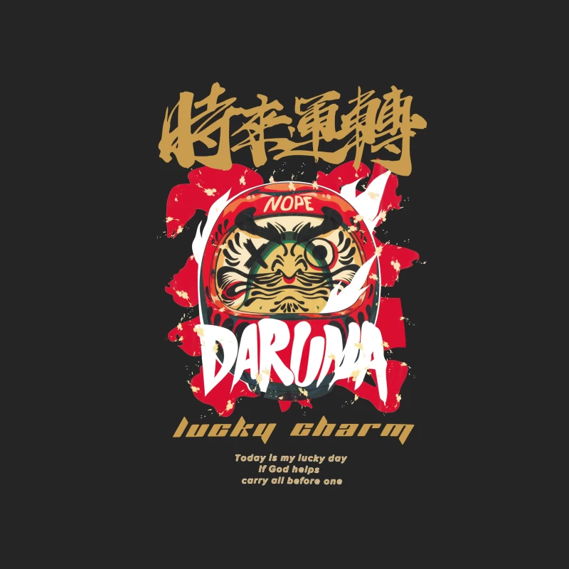 Daruma Glücksbringer Kunstdesign Damen Pullover Sweatshirt