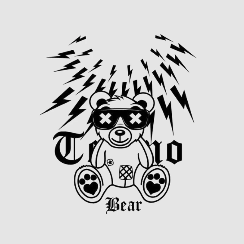 Techno Bär mit Blitzen Herren Pullover Hoodie
