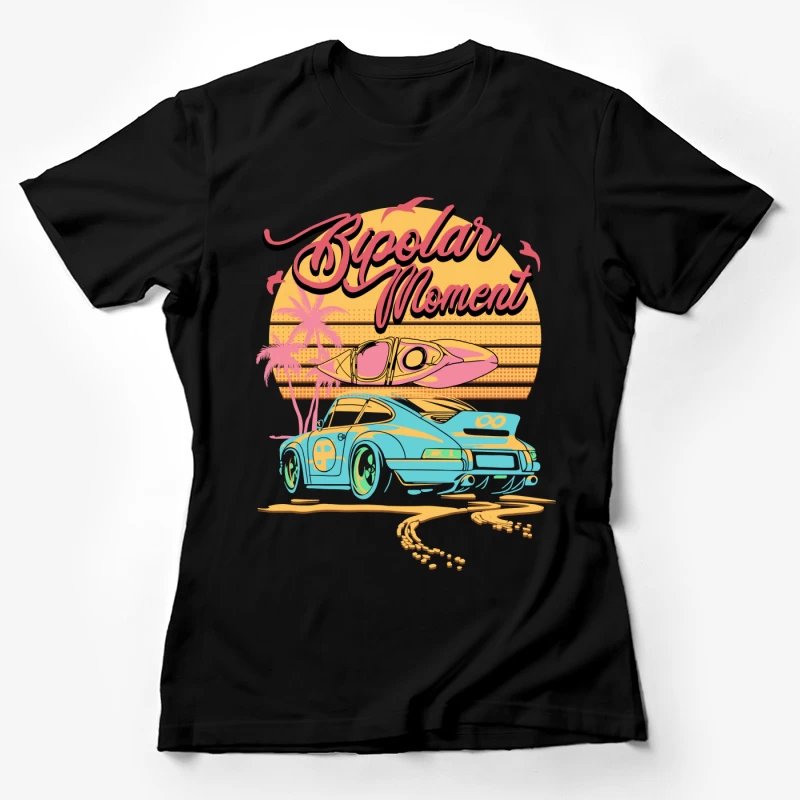 Strandauto mit Kajak und Sonnenuntergang Damen T-Shirt