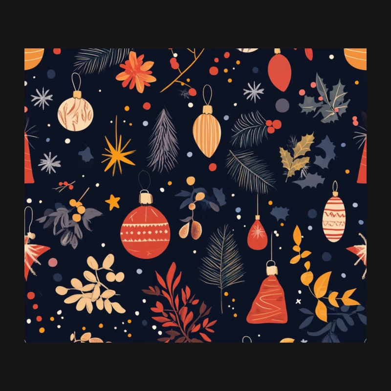 Festive Christmas Pattern with Ornaments and Winter Foliage Mouse Pad