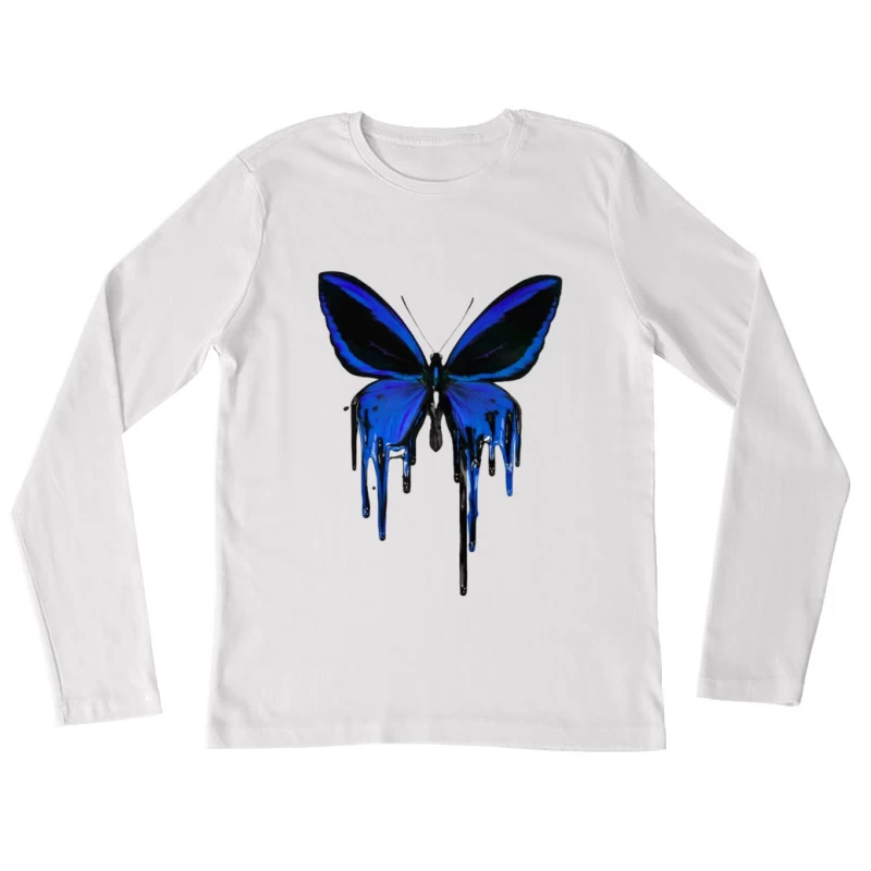 Blaue Schmetterling mit Tropfen-Effekt Damen Langarm T-Shirt