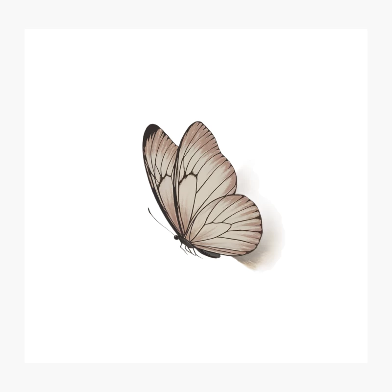 Elegant Beige Butterfly with Delicate Wings Throw Pillow