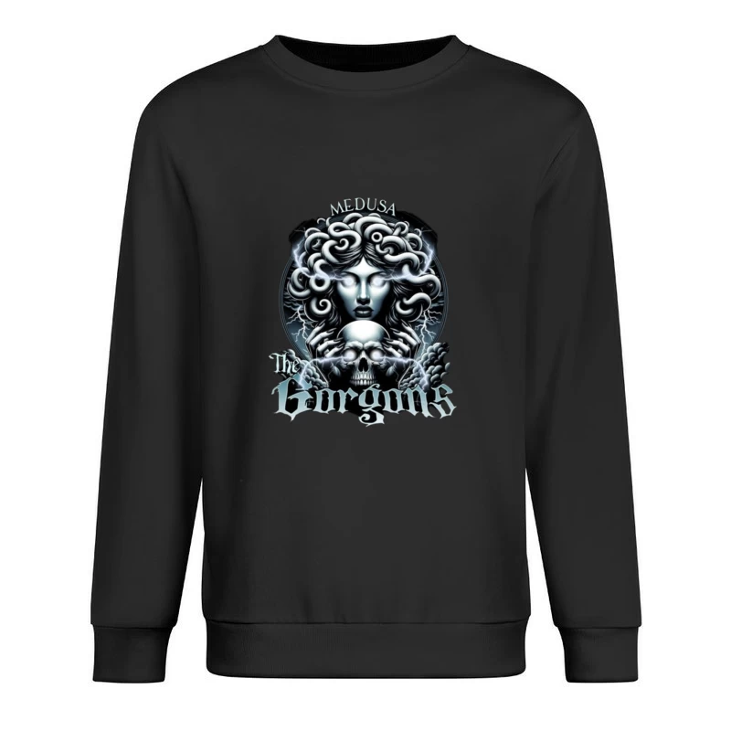 Dark Gothic Medusa with Skull and Lightning Male Pullover Sweatshirt