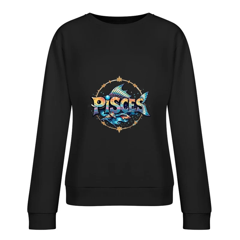 Colorful Pisces Zodiac Illustration Female Pullover Sweatshirt