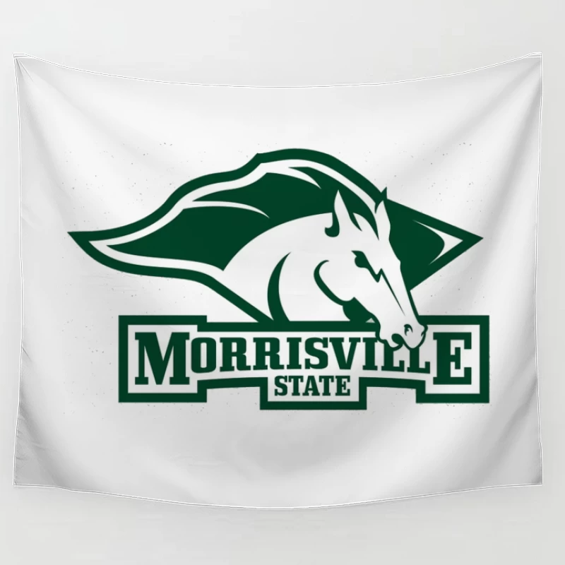 Morrisville State College Athletics Logo with White Horse Mascot Tapestry