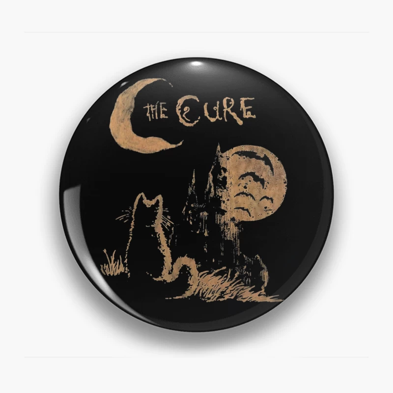 The Cure Gothic Band Logo with Moonlit Ghost Pin