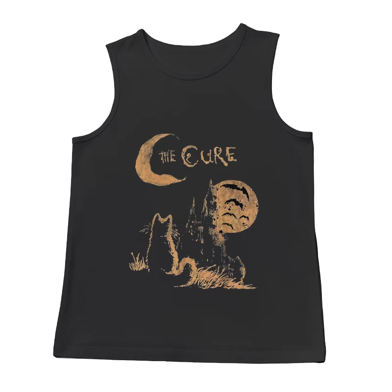 The Cure Gothic Band Logo with Moonlit Ghost Male Tank Top