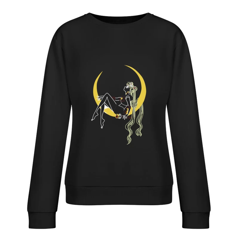 Anime-Mondprinzessin mit Schwert und Mond Damen Pullover Sweatshirt