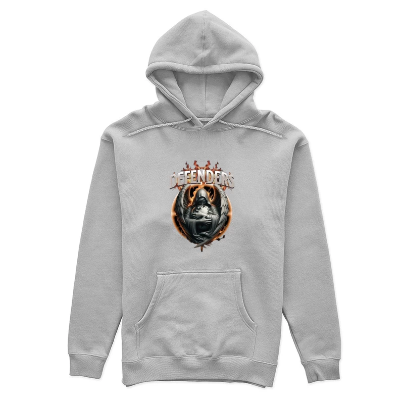 Dark Angel Defender with Earth Globe in Flames Female Pullover Hoodie