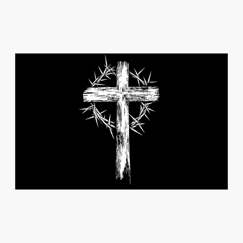 Abstract Minimalist Sketch of Christian Cross Travel Mug
