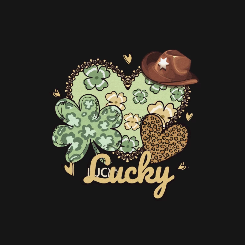 Glücksdesign mit Kleeblatt und Cowboyhut Herren T-Shirt
