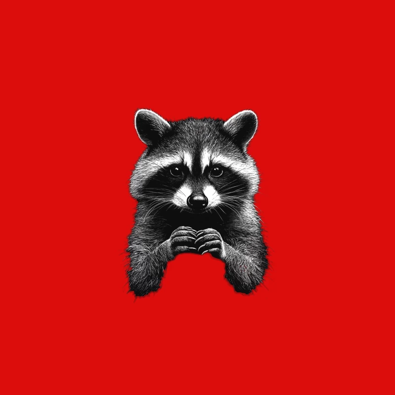Detailed Black and White Portrait of a Cute Raccoon Male Tank Top
