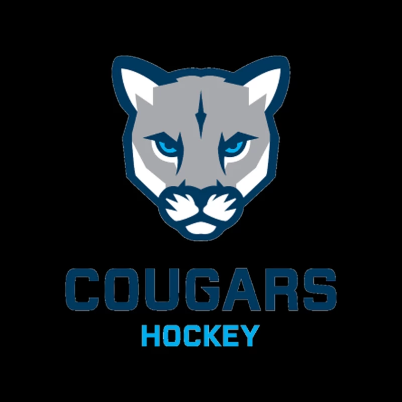 Cougars Hockey Team Logo with Blue and Gray Cougar Head Design Mouse Pad