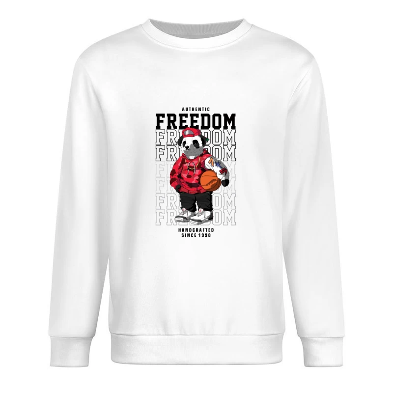 Cooler Panda mit Basketball-Style Herren Pullover Sweatshirt