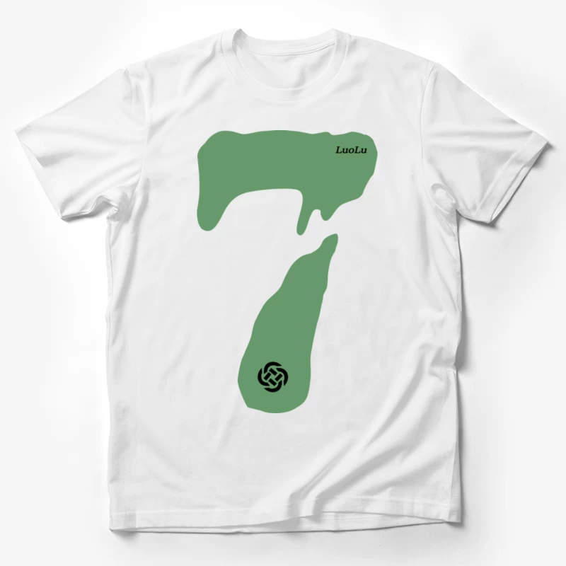 Grüne Zahl Sieben Design Herren T-Shirt