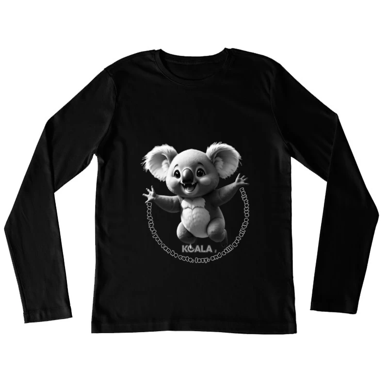 Cute Animated Koala Showing Joy and Attention Female Long Sleeve T-Shirt
