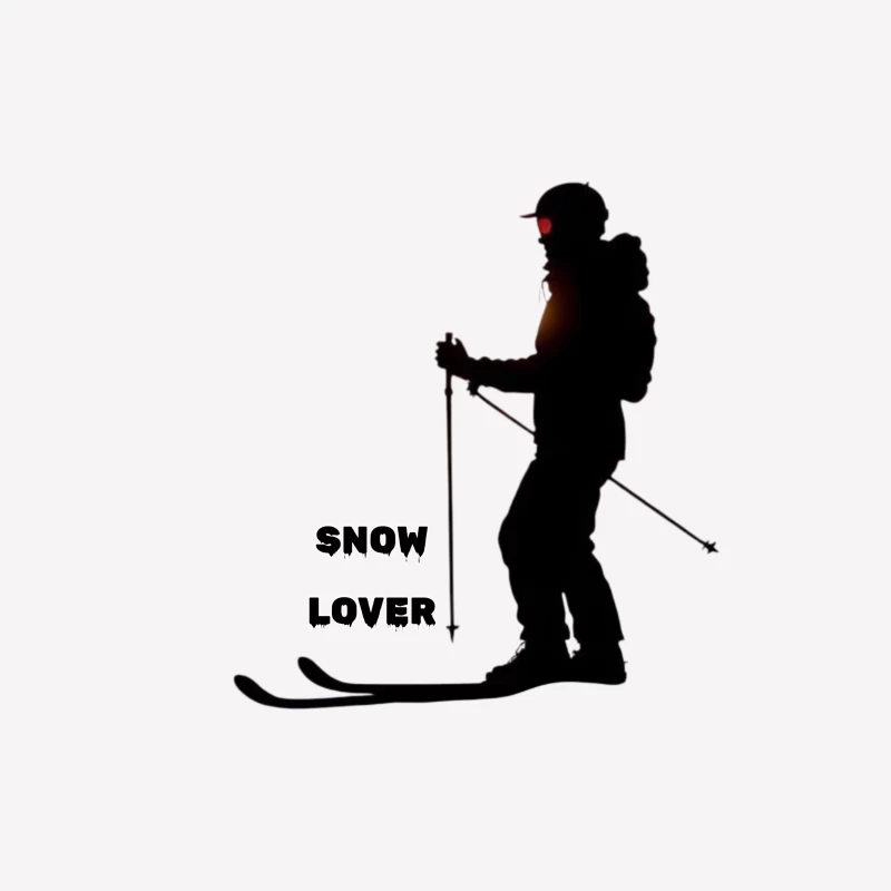 Silhouette of Snow Lover Skiing Male T-Shirt