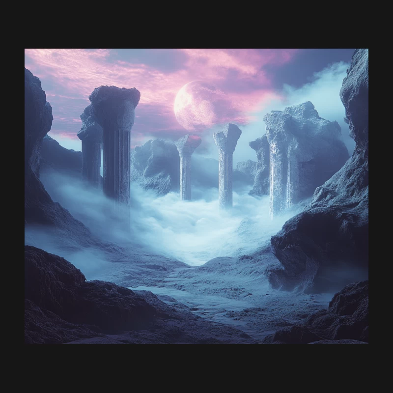 Ethereal Columns on a Misty Alien World Mouse Pad