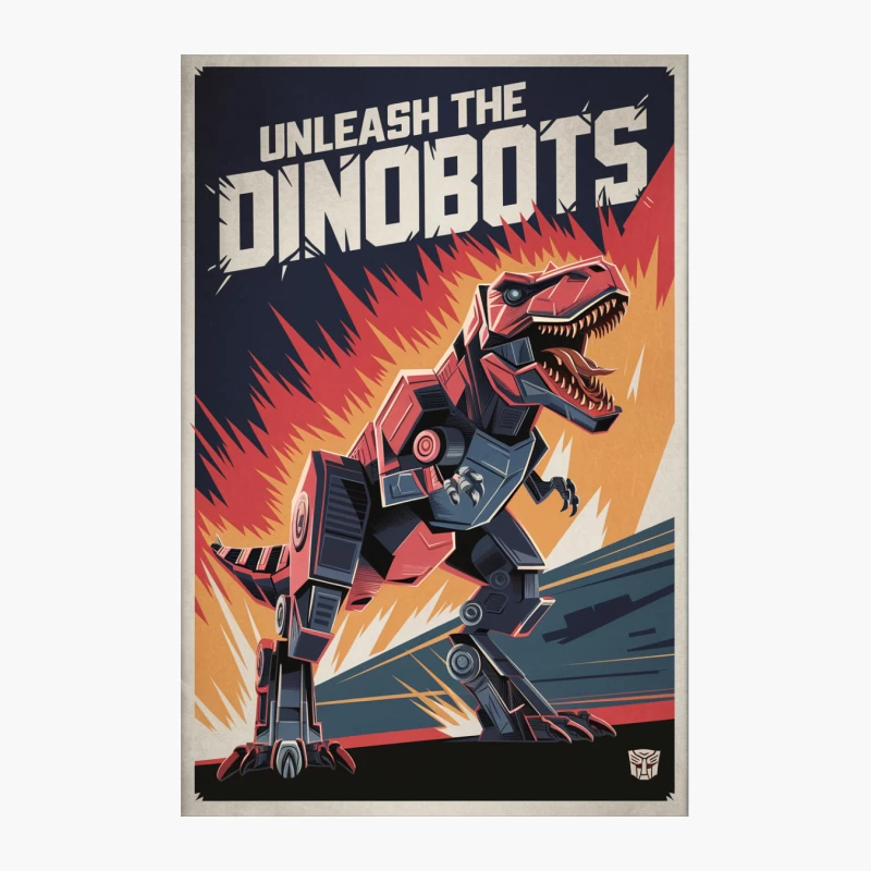 Retro Transformers Dinosaur Robot Action Poster Cotton Tote Bag