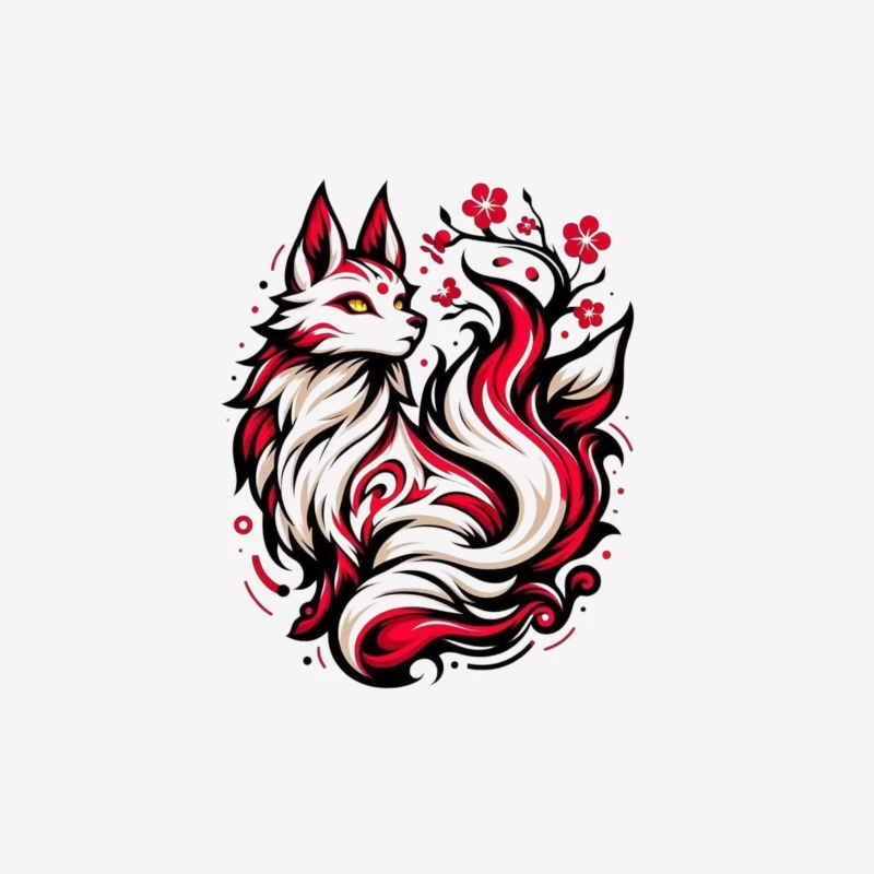 Artistic Fox Design Male T-Shirt