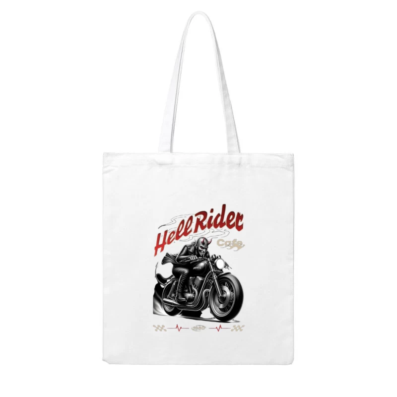 Hell Rider Vintage Cafe Racer Devil Motorcycle Art Cotton Tote Bag