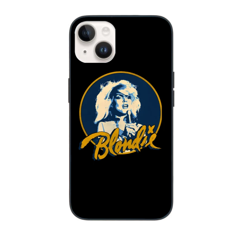 Vintage Blondie Band Logo with Blue and Gold Design iPhone Case