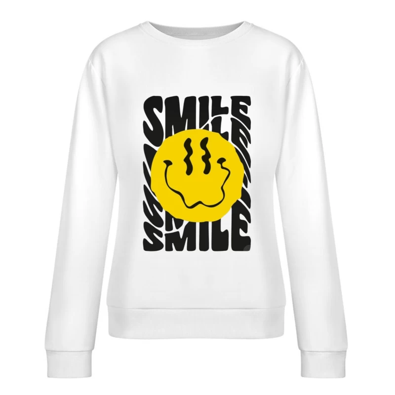 Lächelndes Gesicht auf gelbem Kreis Damen Pullover Sweatshirt