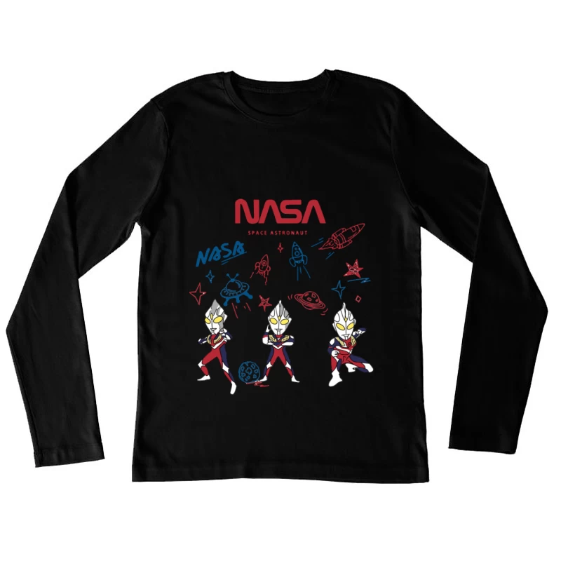 Weltraumabenteuer mit Astronauten und Raketen Damen Langarm T-Shirt