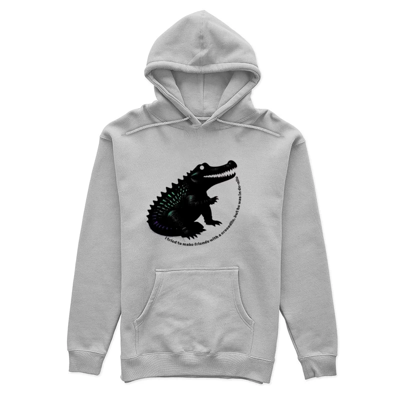 Friendly Black Dinosaur Silhouette with Friendship Quote Female Pullover Hoodie