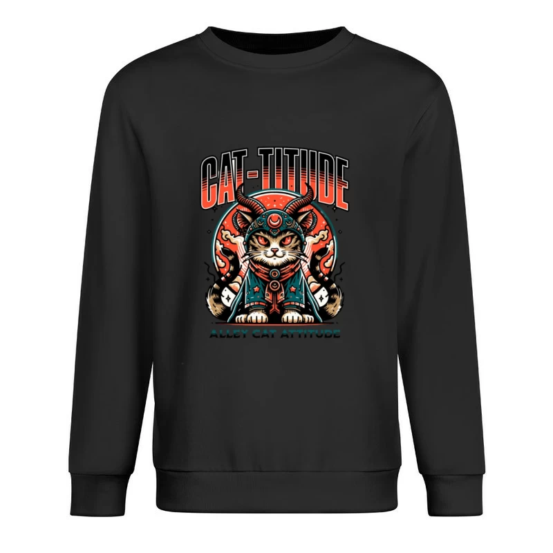 Katzen-Tattoo mit Horn, Haltung und Kunst Herren Pullover Sweatshirt