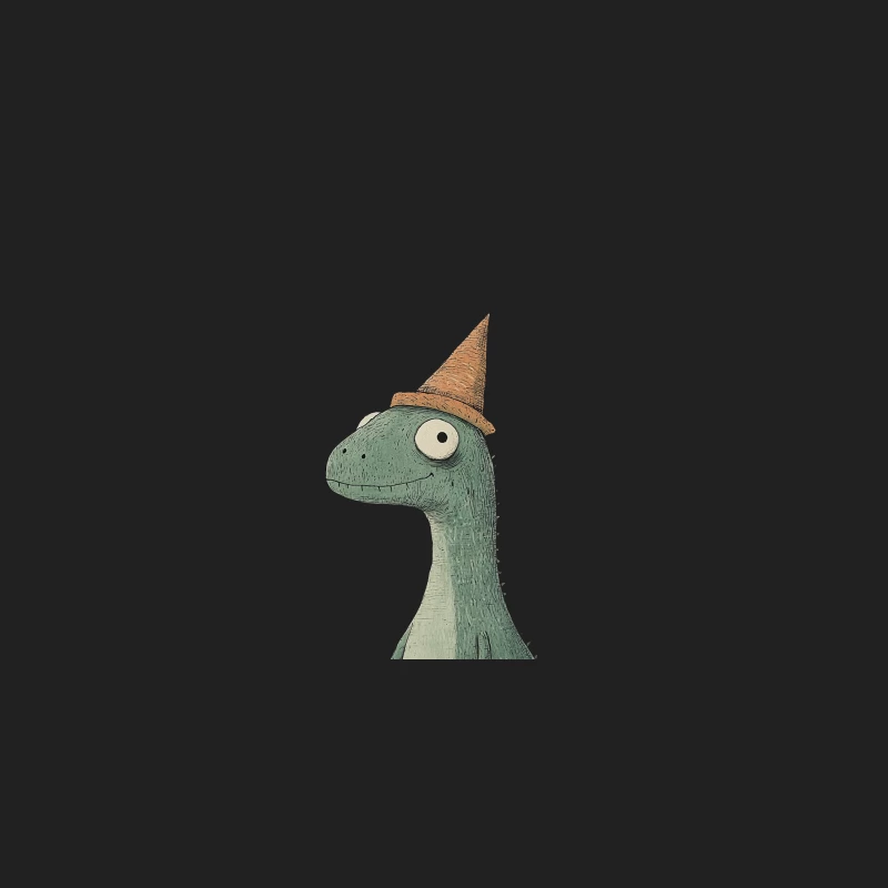 Cute Cartoon Dinosaur with Whimsical Hat Bucket Hat