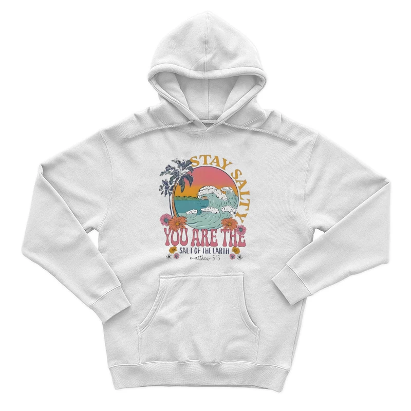 Restez salé, vagues océaniques et fleurs Homme Sweat à capuche