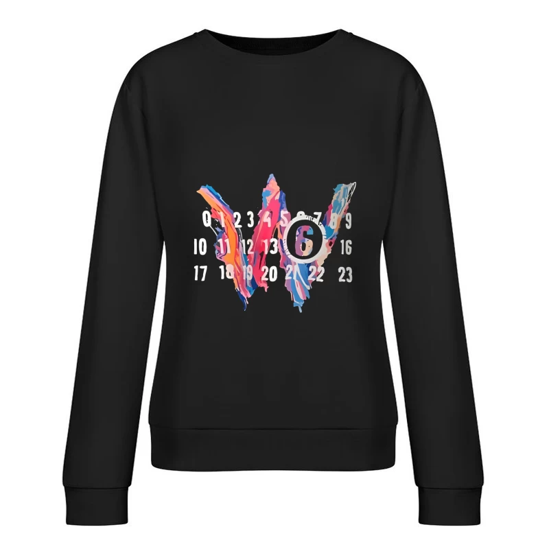 Abstrakte Kunstkalender mit Zahlen Damen Pullover Sweatshirt