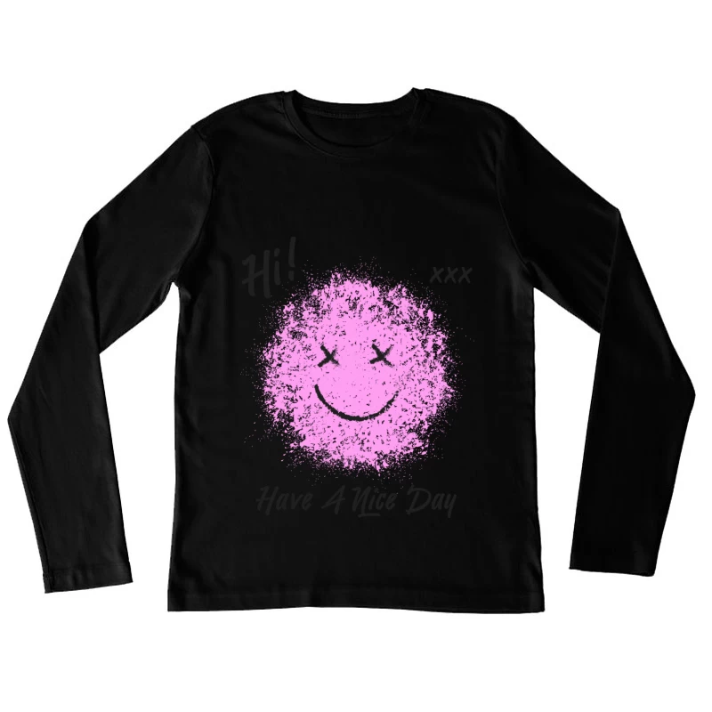 Rosa Smile mit Botschaft Damen Langarm T-Shirt