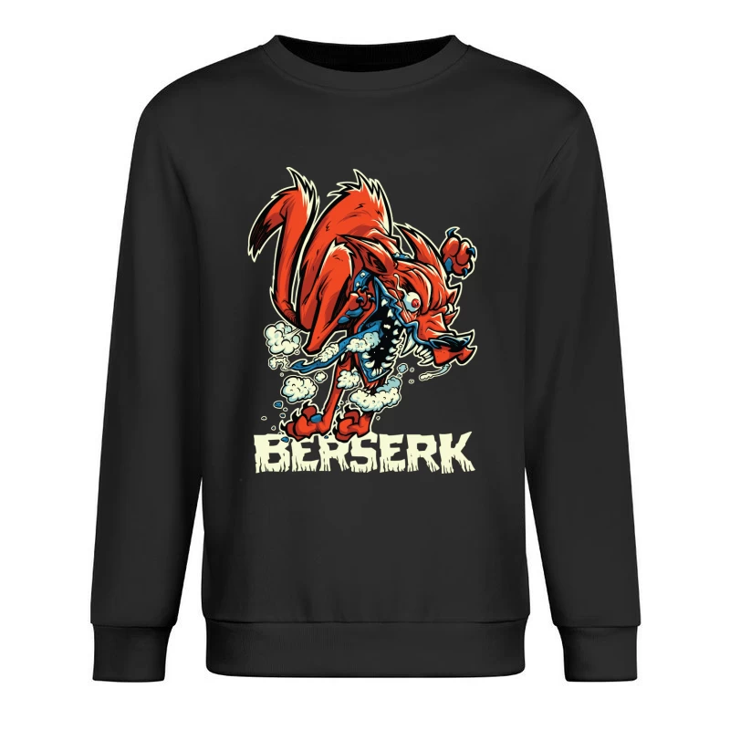 Aggressive Cartoon Wolf Berserk Art Male Pullover Sweatshirt