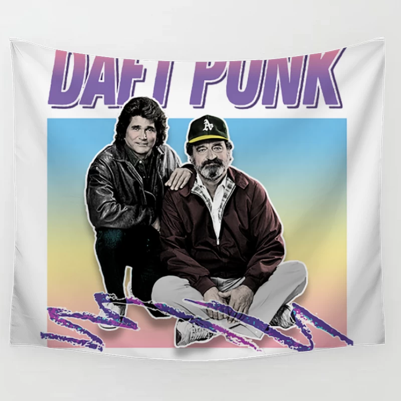Daft Punk  Retro Style Aesthetic Meme Parody Design Tapestry