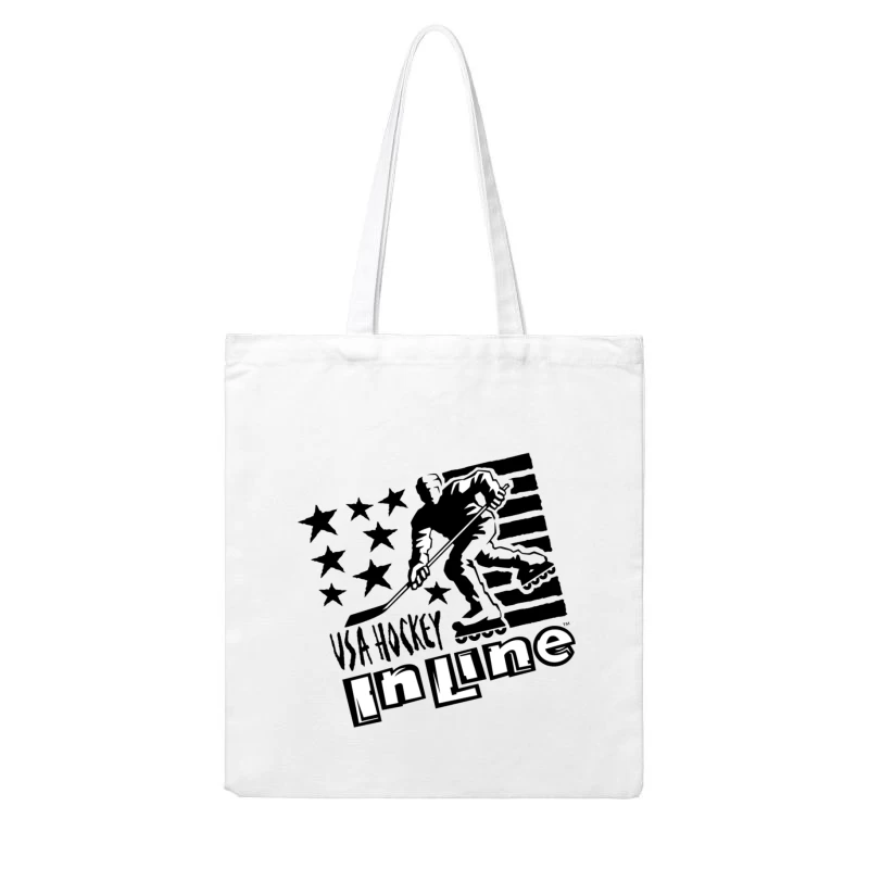 USA Inline Hockey Sports Logo with Stars and Stripes Design Cotton Tote Bag