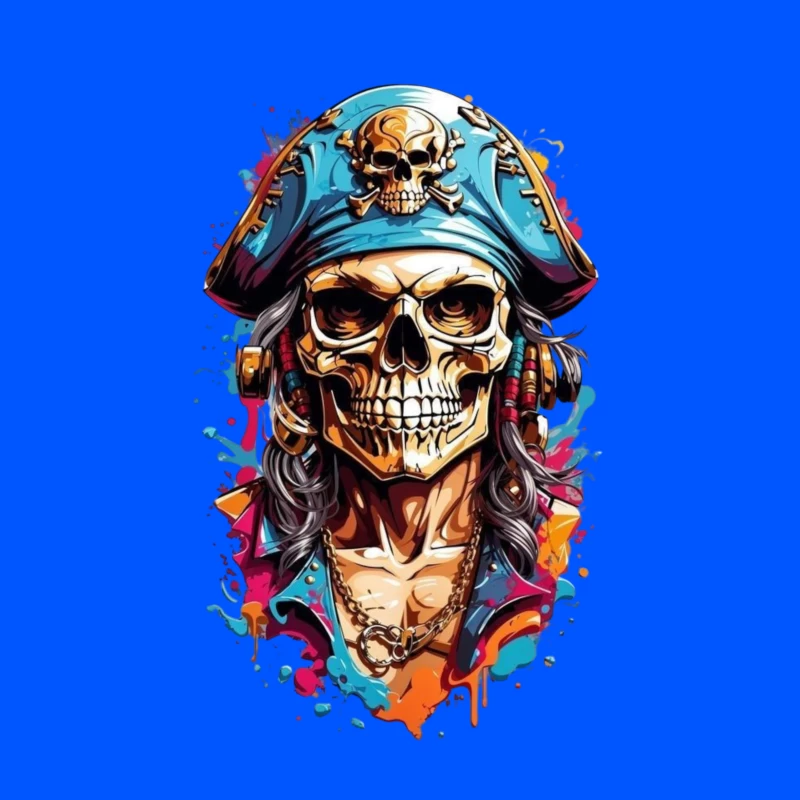 Stylized Pirate Skull Art Throw Pillow