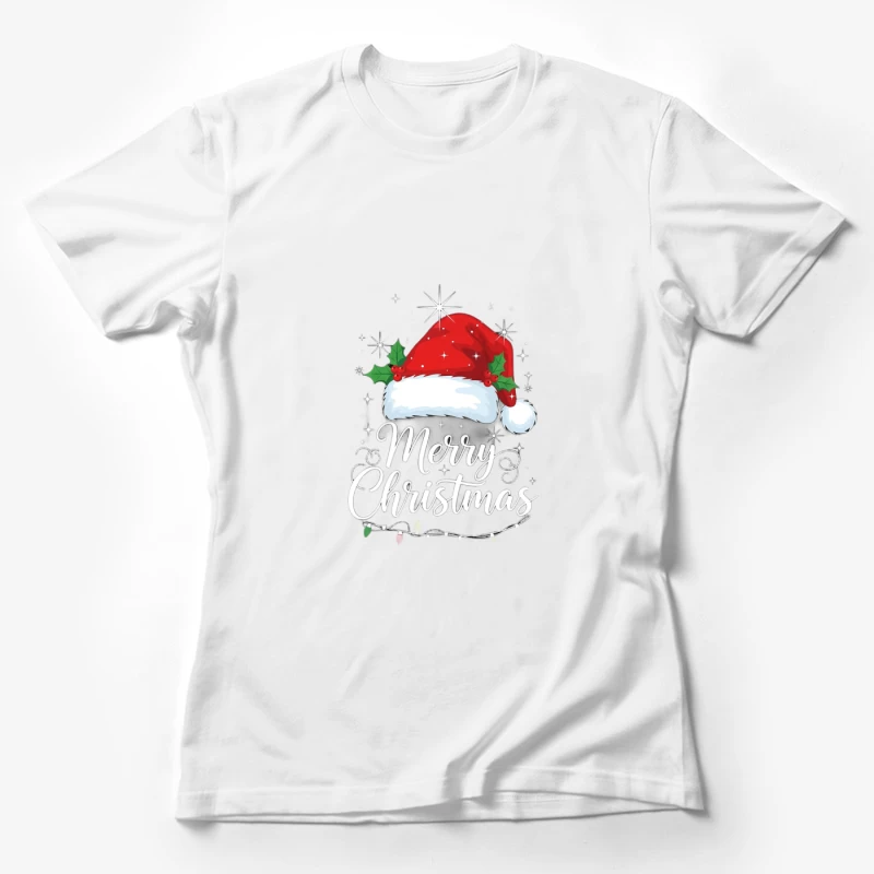 Merry Christmas Greeting with Santa Hat|Perfect Gift for Loved Ones|Holiday-themed christmas gift for her Female T-Shirt