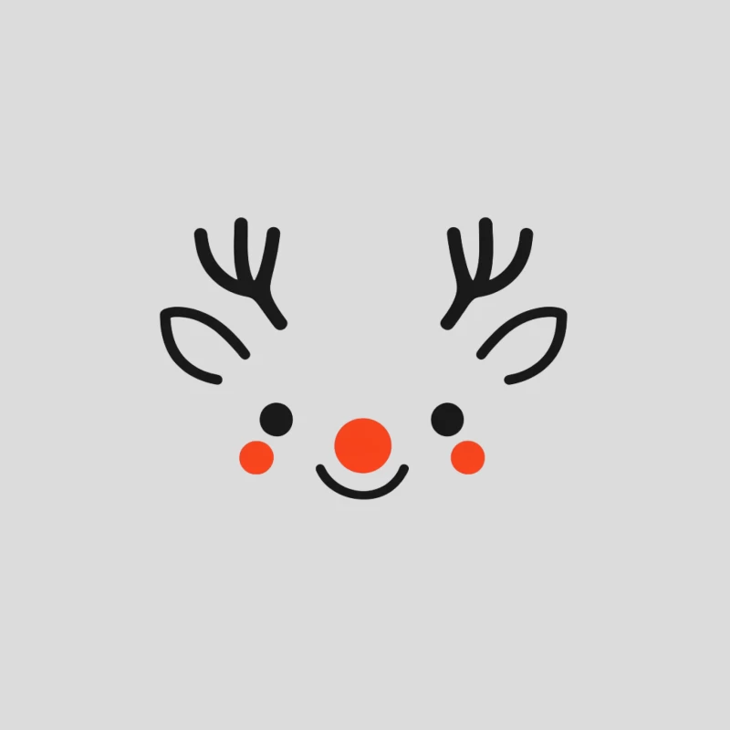 Cute Minimalist Reindeer Face with Red Nose Christmas Drawing Baseball Cap