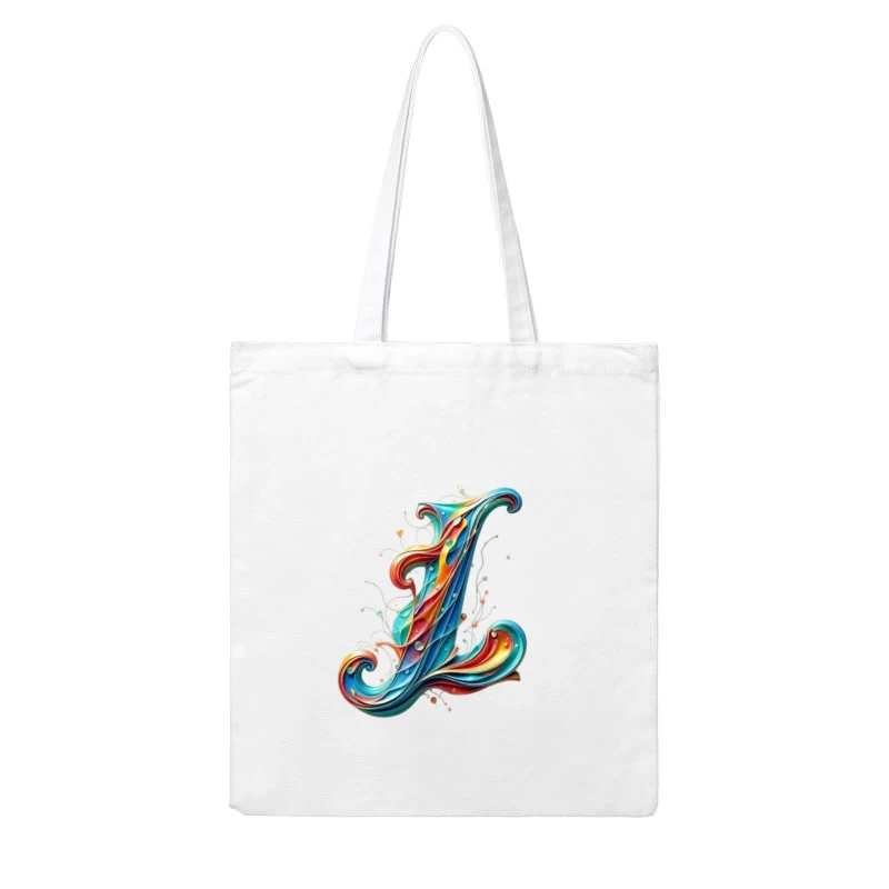 Ornate Quilling Typography: Colorful Letter L Design Cotton Tote Bag