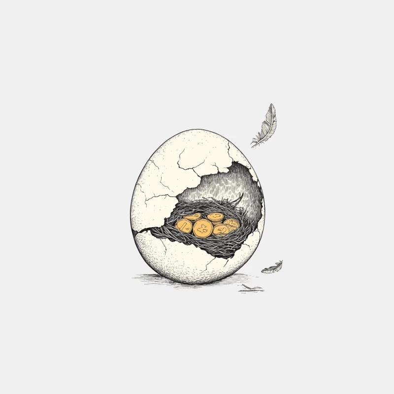 Cracked Egg Reveals Bitcoin Nest: Cryptocurrency Hatching Illustration Male Tank Top